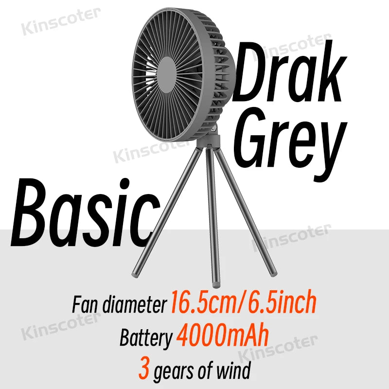 10000mAh 4000mAh Camping Fan Rechargeable Desktop Portable Circulator Wireless Ceiling Electric Fan with Power Bank LED Lighting - Image 2