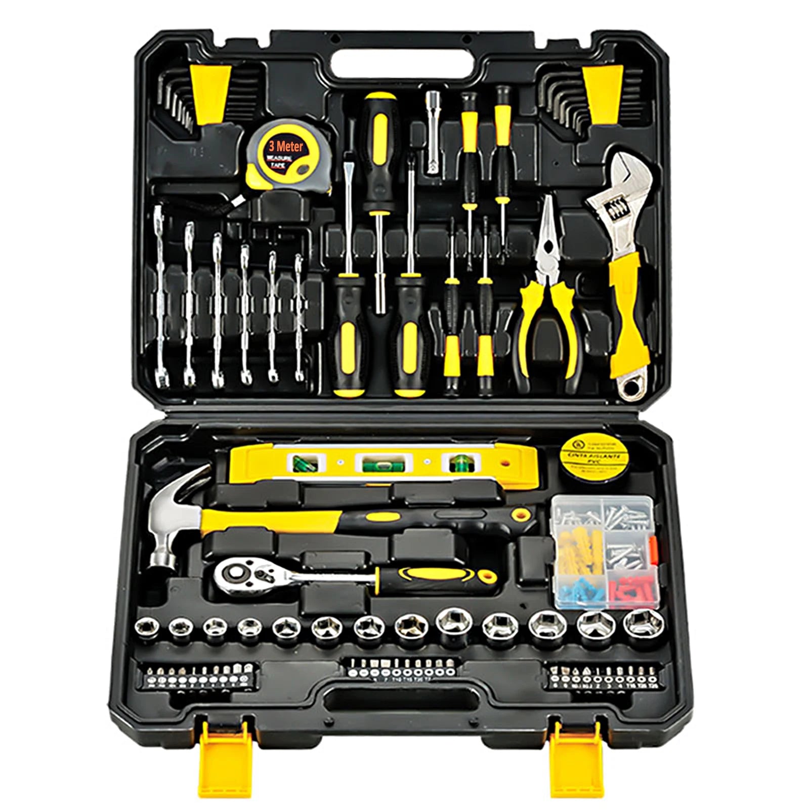 108 Piece Tool Set General House hold Hand Tool Kit with Plastic Toolbox Storage Case Used to Car repair And home Repair - Image 2
