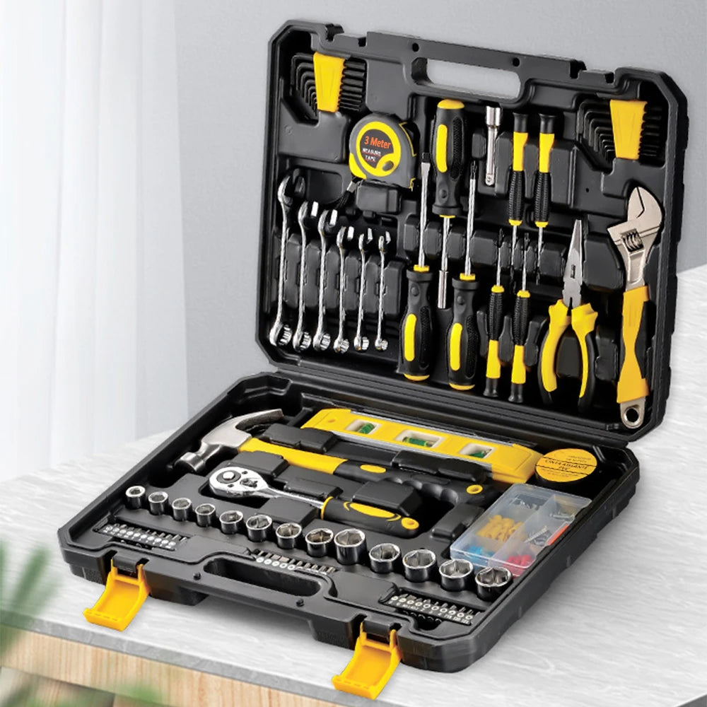 108 Piece Tool Set General House hold Hand Tool Kit with Plastic Toolbox Storage Case Used to Car repair And home Repair - Image 3