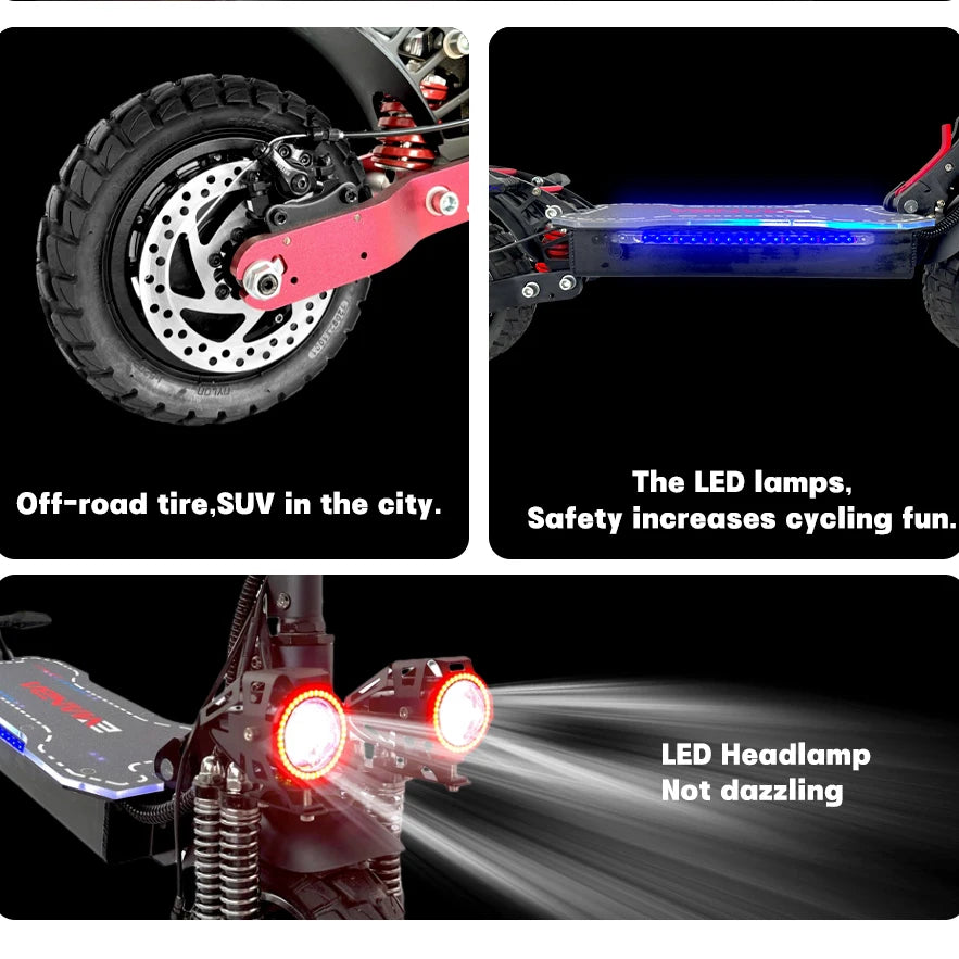 EU Dual Motor Electric Scooter, Foldable Scooter, Max Speed 55km, 10Inch Max Mileage, 70km, H, 2400W - Image 10