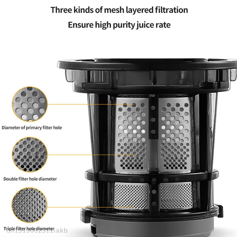 Large Caliber Slow Juicer Screw Cold Press Extractor Slag Juice Separation Filter-Free Easy Wash Electric Fruit Juicer Machine - Image 11