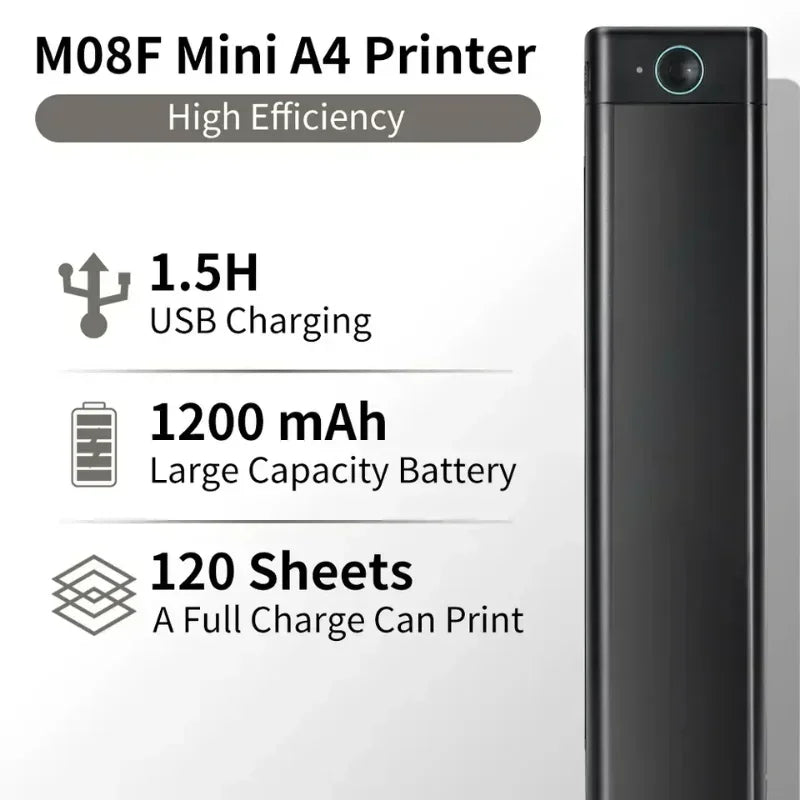 M08F A4 Portable Thermal Printer 8.26x11.69 A4 Thermal Paper Wireless Mobile Travel Printer Android iOS Laptop Printer - Image 4
