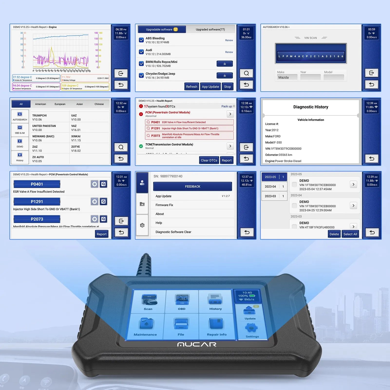 MUCAR CS6 Automotive Scanner Car Diagnostic Tool ABS SRS TCM ECM TPMS 6 System Code Read Oil Brake 7 Reset Lifetime Free Update - Image 7