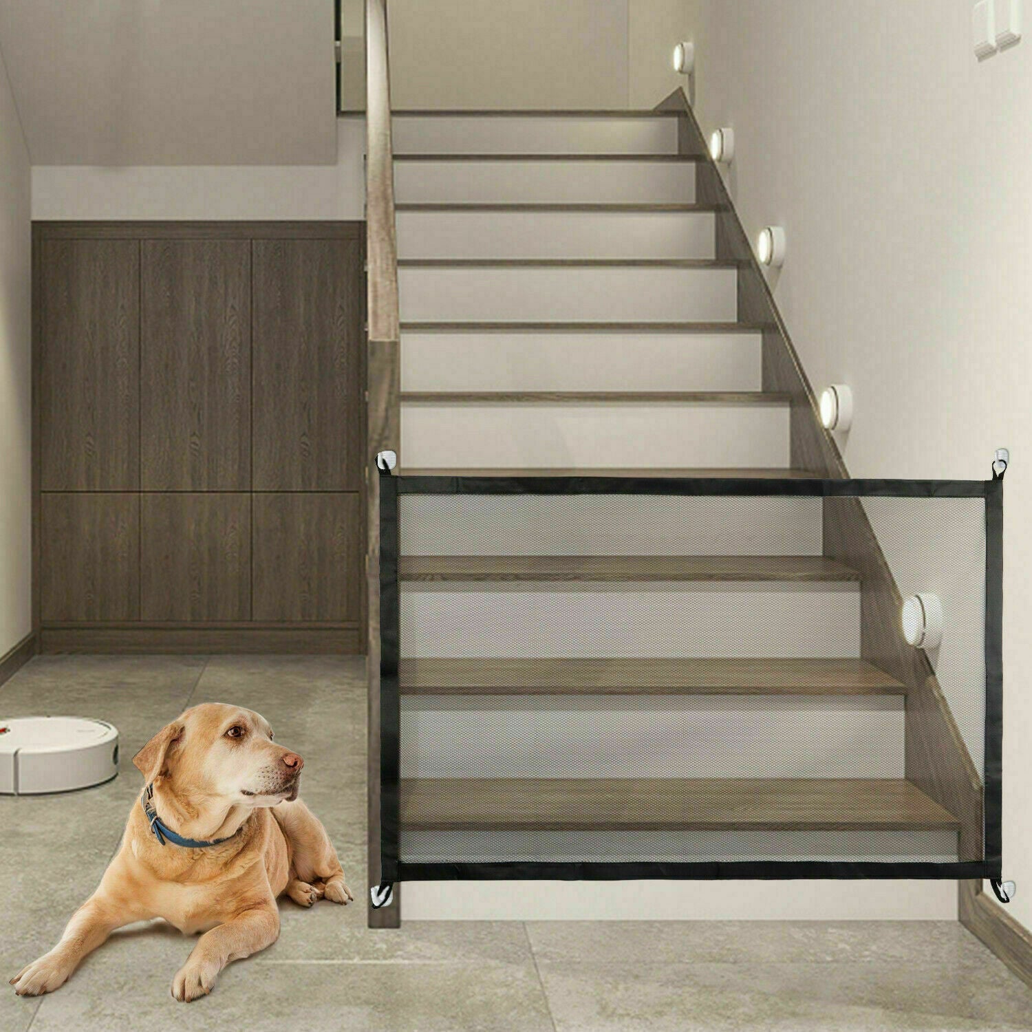 Portable Magic Mesh Baby Safety Gate - Pet Dog Cat Guard for Stairs & Doors