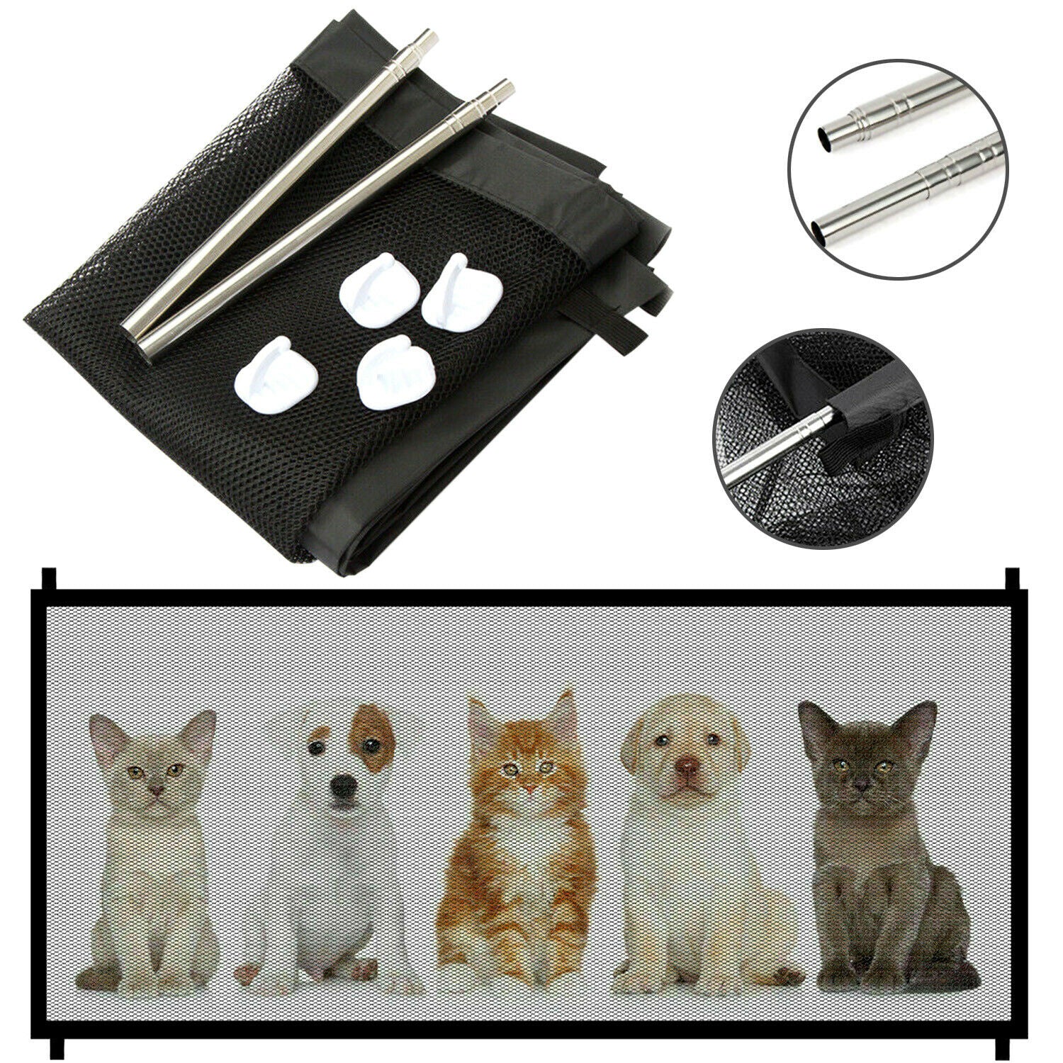 Portable Magic Mesh Baby Safety Gate - Pet Dog Cat Guard for Stairs & Doors - Image 9