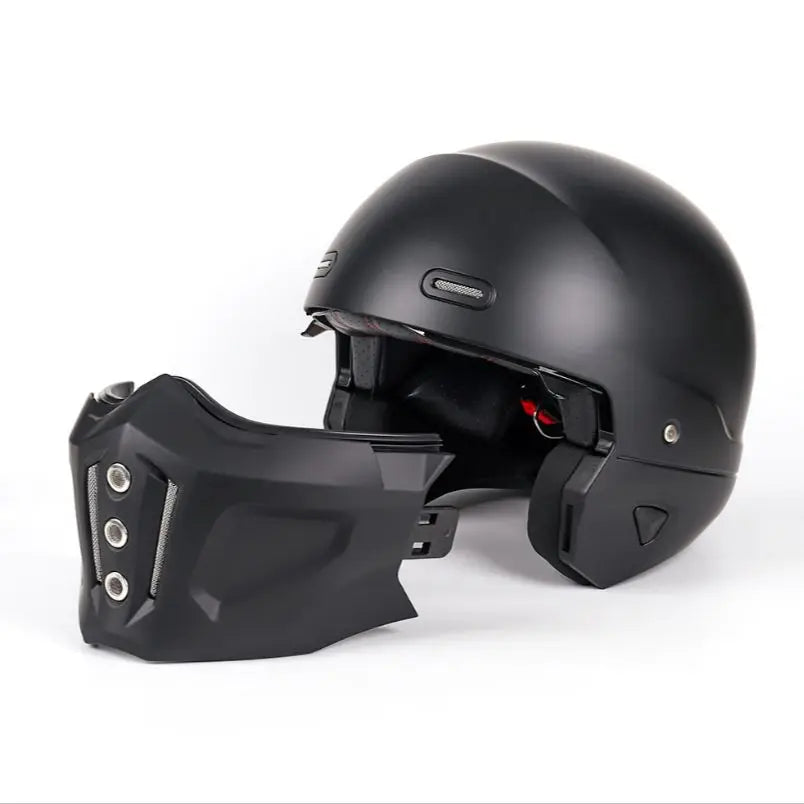 Retro Capacete Detachable For Motorcycle Bike Quick Release ABS Open Helmet Full Face Matte Black Modular Classic Professional - Image 2