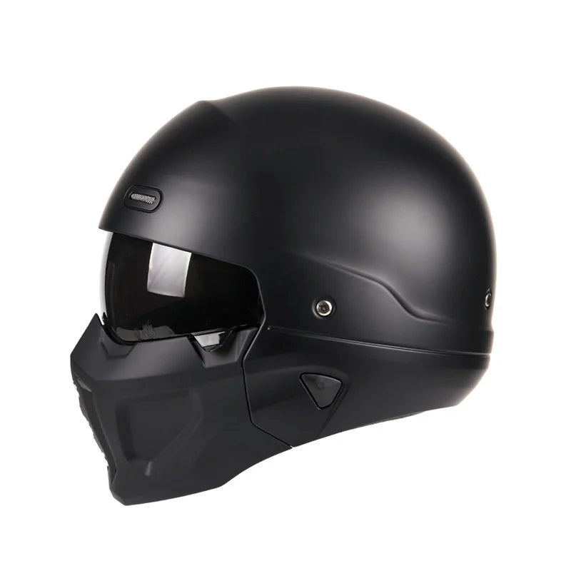 Retro Capacete Detachable For Motorcycle Bike Quick Release ABS Open Helmet Full Face Matte Black Modular Classic Professional - Image 8