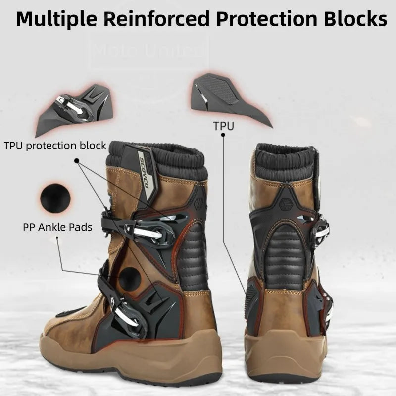 Scoyco Enduro Motorcycle Boots Man Waterproof Motorcyclist Shoes Brown Leather Motocross Boots Anti-slip Motorcycle Accessories - Image 8