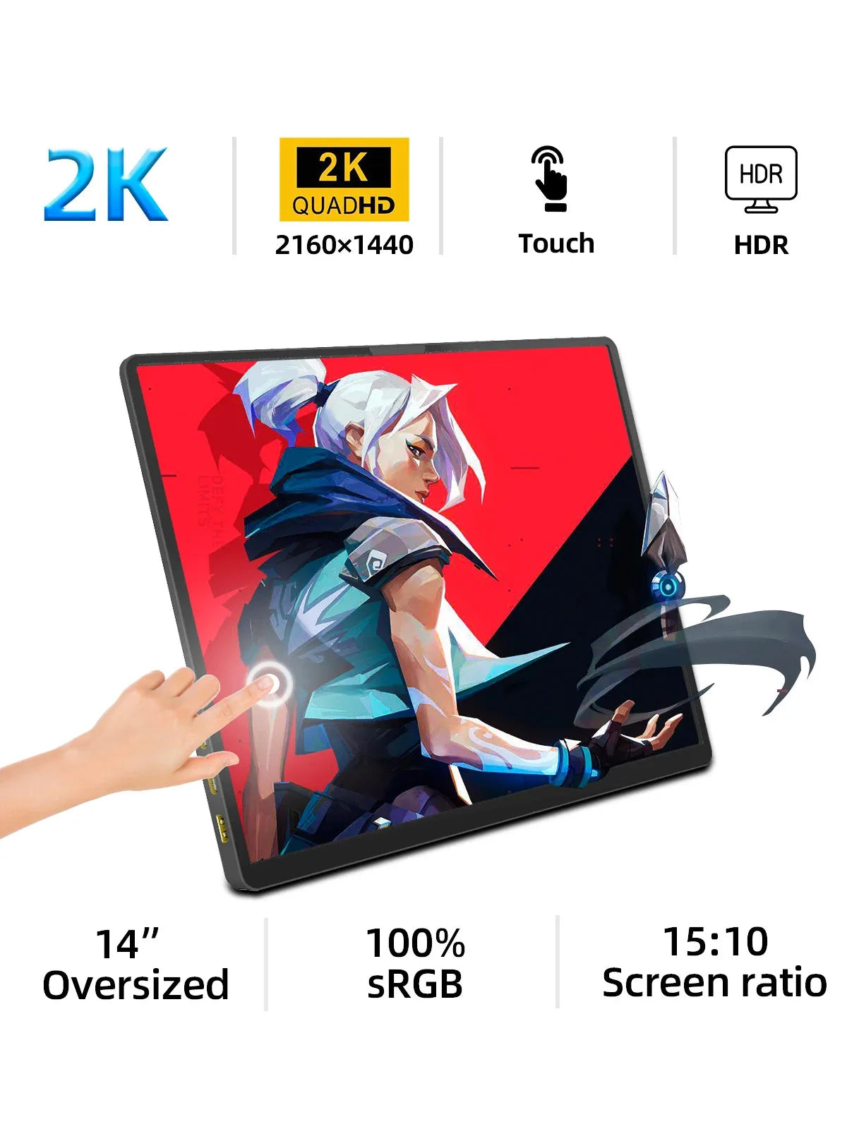 ZSUS 2160*1440 14-inch 2K Portable Monitor 60HZ For Laptop XBox PS4 / 5 Switch TV Box Cell Phone PC Extension Mobile - Image 9